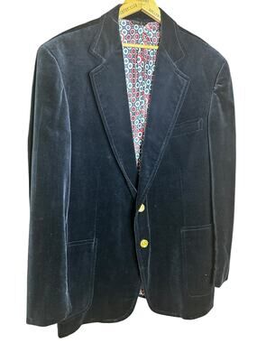 Vintage 70s The Sovereign Tailored by Barry Blue Velvet Blazer Mod Circle Lining
